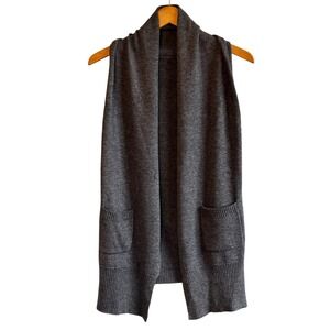 Max Mara Seta Women's Grey Cashmere Wool Sleeveless Shawl Collar Vest Pockets